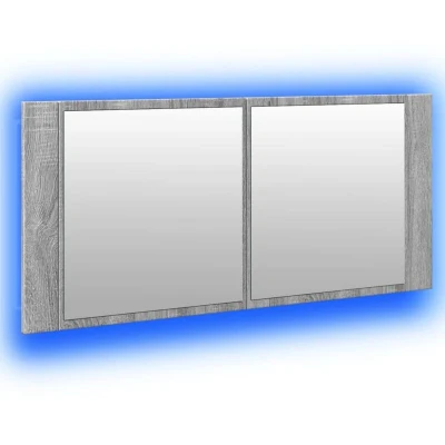 Image of vidaXL LED Bathroom Mirror Cabinet Grey Sonoma 100x12x45 cm