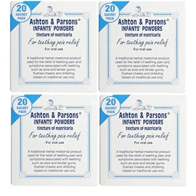 Image of 4 X Ashton and Parsons Teething Pain Relief Powders 20 Sachets &amp;