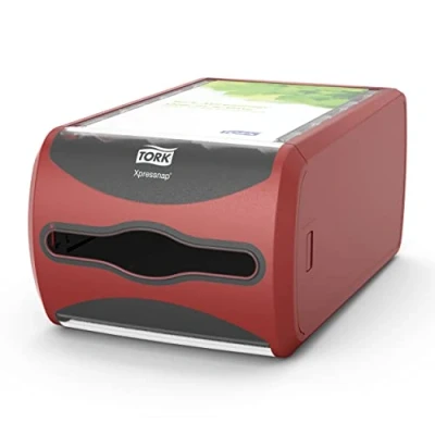 Image of Tork 272512 Xpressnap Counter Napkin Dispenser N4 / Paper Suitable for Interfold Refills/Signature Design/Red