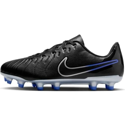 Image of Nike Boy&#039;s Unisex Kids JR Tiempo Legend 10 Club Chrome Hyper Royal Gym Shoes, Black Silver Blue, 13.5 UK Child