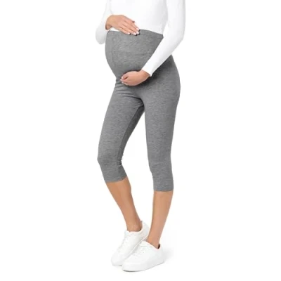 Image of Be Mammy Womans 3/4 Maternity Leggings Tights BE20 229 (Medium Melange, L)