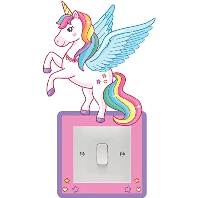 Image of Magical Unicorn Light Switch Surround Art Vinyl Wall Stickers Childrens Bedroom