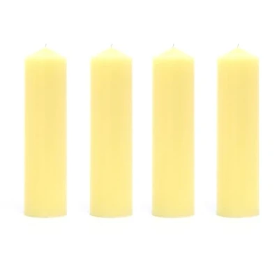 Image of Pack of 4 Extra Large Church Pillar Candles Unscented Cream Ivory Tall 250 Hour Long Burn 35cm