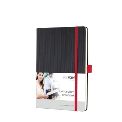 Image of SIGEL CO662 Premium Notebook squaRed, A5, hardcover, Black, Red Conceptum