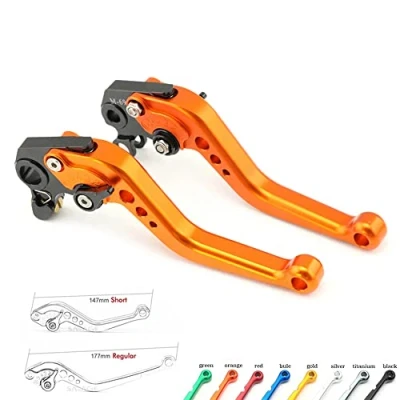 Image of N/A Generic Brake Clutch Levers for Triumph Trident 660 2021 2022 Motorcycle Left Right Short/Long Handle Leavers 1 Pair (Orange,Short)