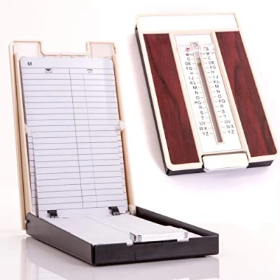 Image of Kitsch 1970s Style Pop up Retro Telephone Book with A Z Magnifying Slider &amp; Wood Grain Detail Stores to 400 Phone Numbers