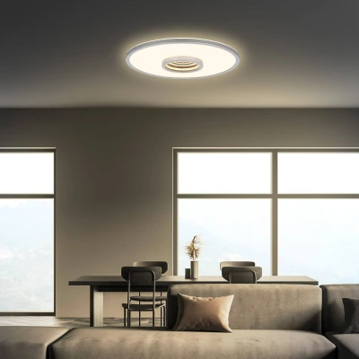 Image of Briloner Toro LED ceiling light, matt chrome, Ø 42 cm, plastic