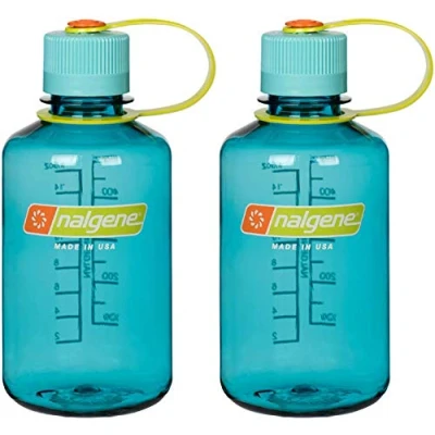 Image of Nalgene Tritan Narrow Mouth BPA Free Water Bottle, Cerulean, 16 oz (342092) 2 Pack