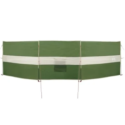 Image of vidaXL Camping Windbreak Green Waterproof Barrier, Outdoor Windbreaker 490x123 cm Secure &amp; Portable Solution with Storage