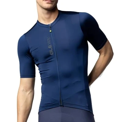 Image of Alé Cycling Men&#039;s Pragma Colour Block Short Sleeve Jersey, Navy Blue, XL