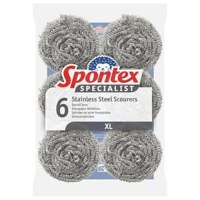 Image of Spontex Specialist Stainless Steel Scourers (Pack of 6)