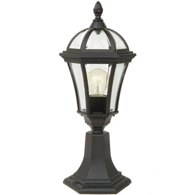 Image of Ledbury 1 Light Outdoor Pedestal Lantern Black IP44, E27