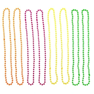 Image of EUPSIIU Necklace, 8 Pcs 80s Neon Color Beads, Retro Party Accessories, Unisex, Medium, Multicolor