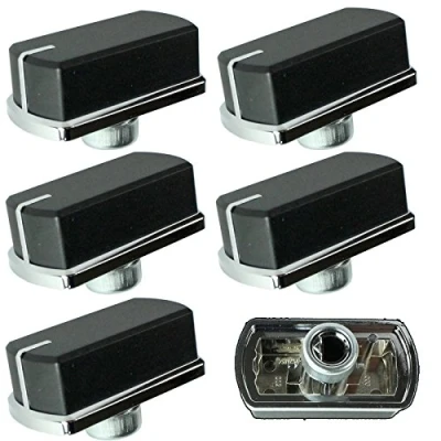 Image of Genuine Belling Hob Oven Cooker Control Switch Knobs (Black/Silver, Pack of 6)
