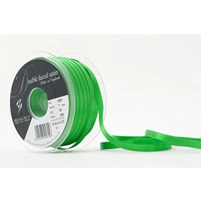 Image of Berisfords Double Faced Satin Ribbon, Emerald, 7 mm Width, 100 metre Length