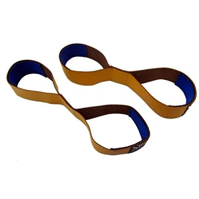 Image of Fig 8 LEATHER Figure deadlift straps,Weight Lifting Straps Padded 8&#039;s Heavy DutyWeight Gym (YELLOW)
