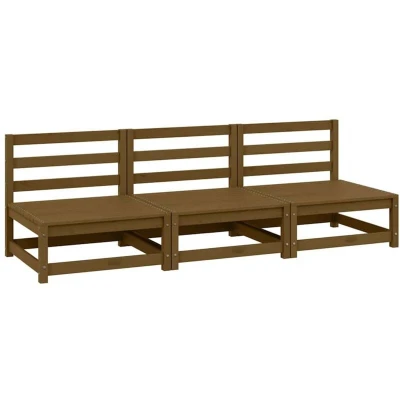Image of vidaXL Garden Middle Sofas 3 pcs Honey Brown Solid Wood Pine