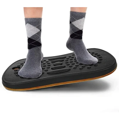 Image of Yes4All Wobble Balance Board for Standing Desk with Design Foam Pad Comfort Floor Mat; Rocker Board/Wobble Home, Gym, Office Accessories, Grey , Black