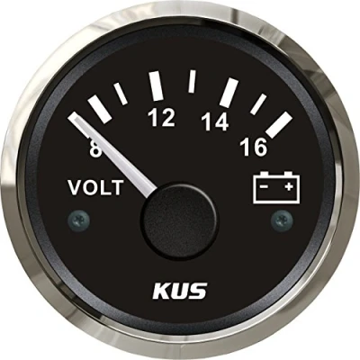 Image of KUS Waterproof Voltmeter Voltage Gauge 12V/8 16V 52mm with Backlight