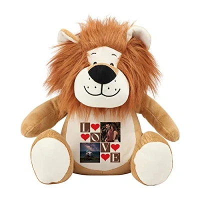 Image of Getagift Valentines day Personalised Love Collage Any Image Birthday Anniversary Boyfriend, Husband, Wife Soft Toys, Teddy Bear. (Lion)
