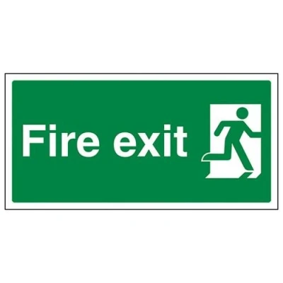 Image of VSafety Final Fire Exit Man Right Sign Landscape 300mm x 150mm Self Adhesive Vinyl