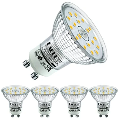 Image of EACLL GU10 LED Bulbs Neutral White 4000K 4.9W Equivalent 75W Halogen, Pack of 4, 585 Lumens AC 230V Flicker Free Spot Light, Wide Beam Angle 120, Non Dimmable Energy Saveing Reflector Lamp