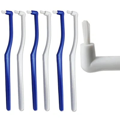 Image of 6 x Super Slim Interspace Toothbrush Interdental Blue White Brushes for Orthodontic Braces &amp; Bridges