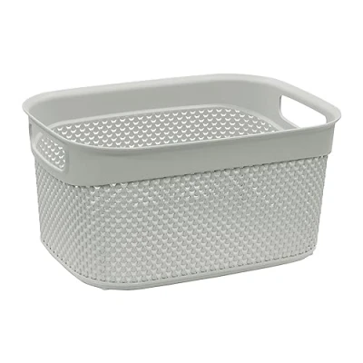 Image of JVL Droplette 9L Plastic Storage Basket, Ice Grey