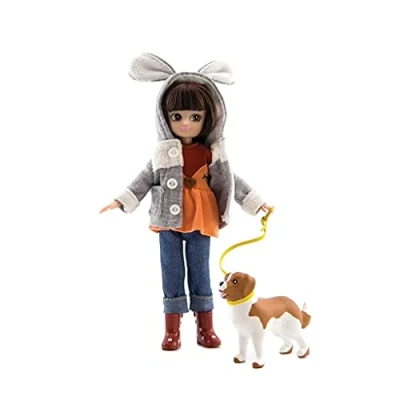 Image of Lottie Doll Walk in The Park A For Girls &amp; Boys with Dog Fashion Fall Winter Boots and Fleece Jacket Cute Ears