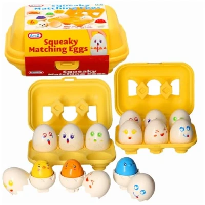 Image of A2Z 4 Kids 6 Pcs Squeaky Matching Eggs Educational Sorter Baby Toddler Toys Fun Sensory Babies Hide Squeak Egg 6+ Months Gifts Girls Boys Birthday Gift