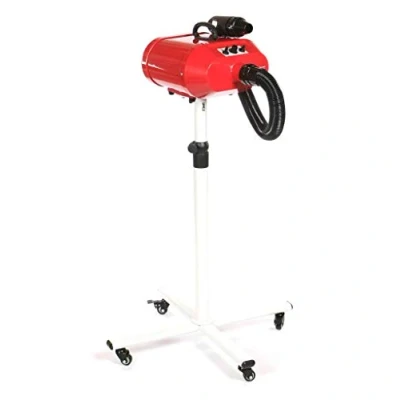 Image of Pedigroom double motor dog grooming mobile dryer on stand blaster heater red