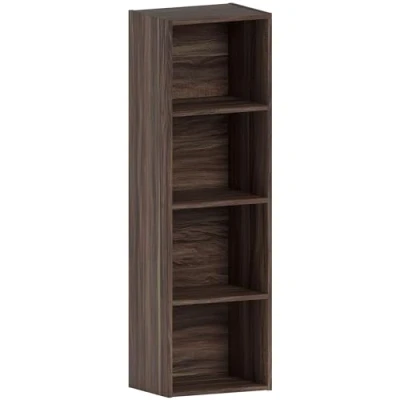 Image of Vida Designs Oxford 4 Tier Cube Bookcase, Walnut Wooden Shelving Display Storage Unit Office Living Room Furniture