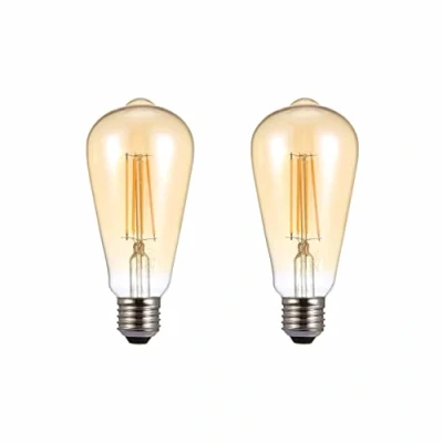Image of TEKLED® ST64 Filament Vintage DIMMABLE LED Bulbs E27 Edison Screw Energy Saving 6.5W Light Bulb 53W Equivalent Amber 2400K 680LM 2 Pack Warm White