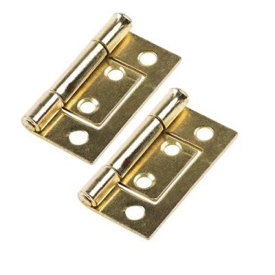Image of Merriway® BH01746 (2 Pcs) EB Non Mortise Bi Fold Flush Hinge, 50mm inch) Brass Plated Pack of 2 Pieces