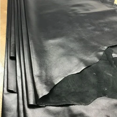 Image of OMEVU Black Washed Goat Real Grain Leather Genuine Soft Sheep Skin Whole Spelt For Gloves Clothing