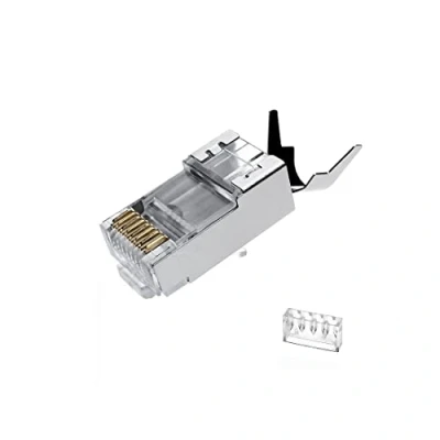 Image of VIVOCH 50 Pcs Cat7 RJ45 Connectors, Plugs, 2 Piece Metal Shielded Ends FTP 8P8C Modular Network Plug Connector