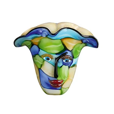 Image of GILDE GLAS Art Face Vase Glass Handmade Height 29 cm