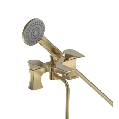 Image of Bristan Hourglass Bath Shower Mixer Tap Brushed Brass