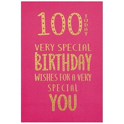 Image of Age 100 Birthday Card Ladies Female Her 100th Today Size: 7.5&quot; x 5.25&quot;