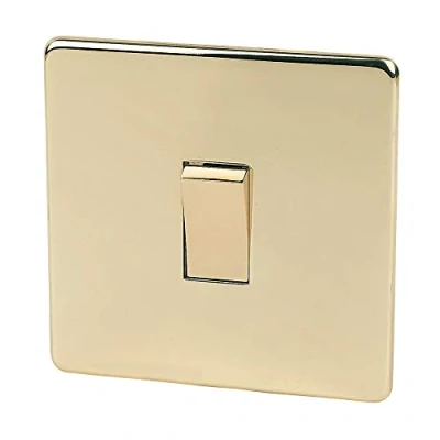 Image of Crabtree Platinum 10AX 1 Gang 2 Way Light Switch Polished Brass