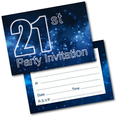 Image of Doodlecards 21St Birthday Party Invitations Male Invites Pack of 20 Postcards and Envelopes