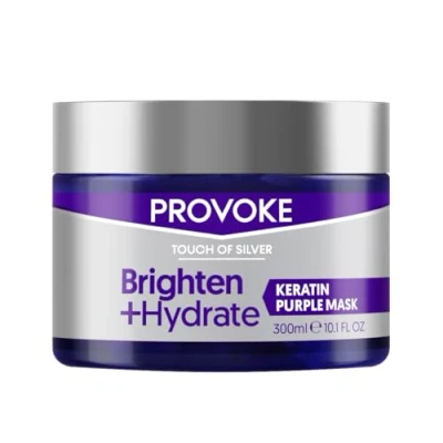 Image of PROVOKE Touch Of Silver Hydrating Purple Toning Hair Mask 300 ml, Brightens Blonde, Platinum, White or Grey Whilst Deeply Nourishing Damaged