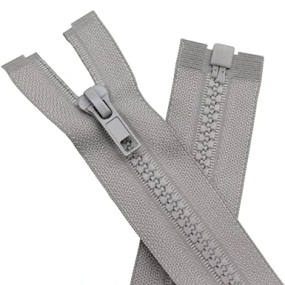 Image of YaHoGa Pack of 2 58 cm Zip Plastic 5 mm Separable for Jackets Grey