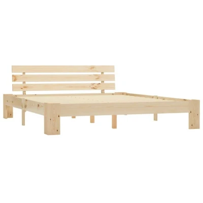 Image of vidaXL Solid Pine Wood Super King Bedstead 180x200 cm Rustic Bedroom Furniture with Sturdy Legs and Plywood Slats