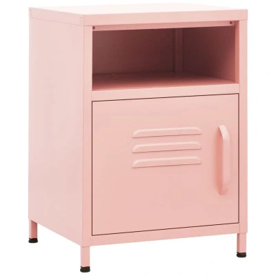 Image of vidaXL Nightstands 2 pcs Pink 35x35x51 cm Steel