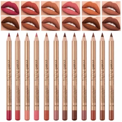 Image of MADGININE Lip Liner Set 12 Pcs Pencil, Colours Matte Lipstick High Pigmented Smooth Texture Liners, Long lasting and Waterproof Makeup Gift for Lovers