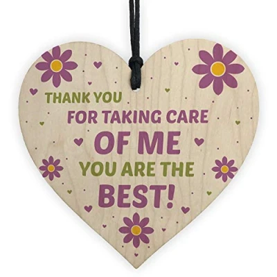 Image of RED OCEAN Novelty Thank You Gift For Volunteer Carer Wooden Heart Him Her Keepsake