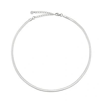 Image of GD GOOD.designs EST. 2015 Snake Chain Ladies flat necklace without pendant in silver, gold, rose gold I (3cm wide) made of waterproof stainless steel. (Silver)