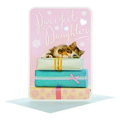 Image of Hallmark 25497394 Purr Fect Daughter Medium Christmas Card &quot;Happiness&quot;
