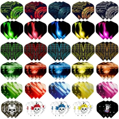 Image of WLHGH Dart Flights, 6 Styles 30 Sets 90 Pieces PET Standard Accessories for Darts, Perfect Equipment Soft/Steel Tip Darts Games (6 Pieces)